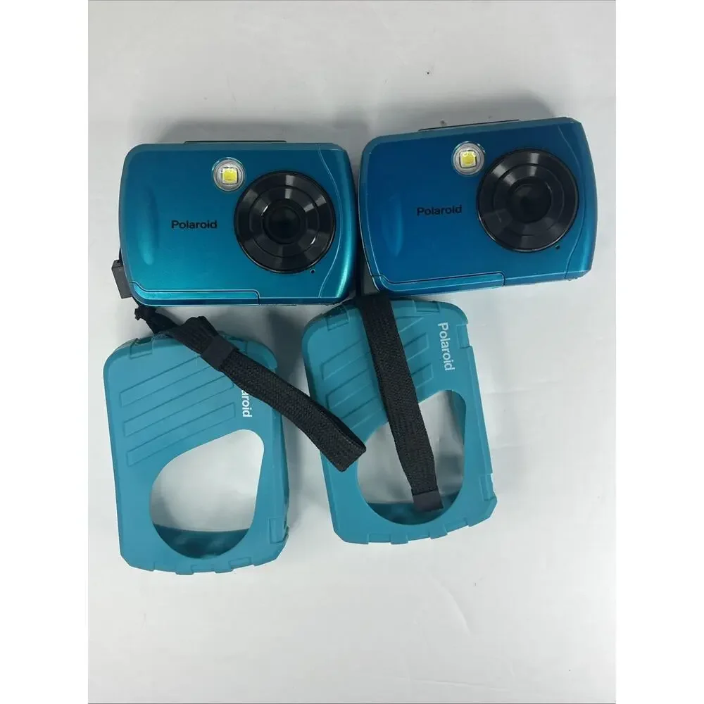 2 Polaroid ISO48 HS 16MP 4x Zoom Digital Cameras Tested Waterproof With Cases